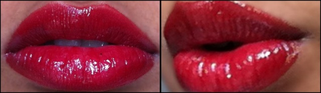 glossy red lips