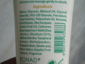 Konad Niju Apple Moisture Hand Cream ingredients