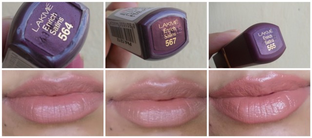 Lakme enrich satins lipstick lip swatches