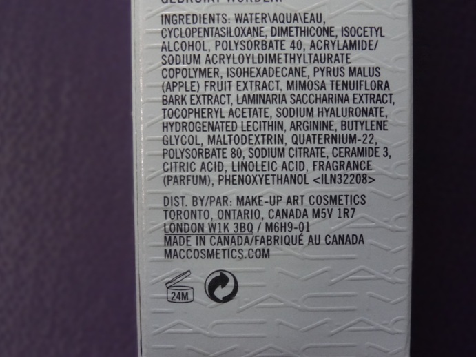MAC oil control lotion- ingredients