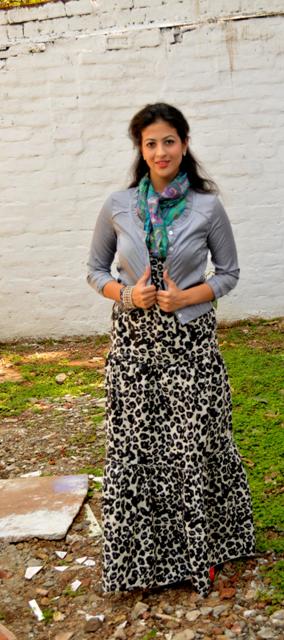 OOTD  Leopard print Maxi Dress and Turquoise Scarf (8)