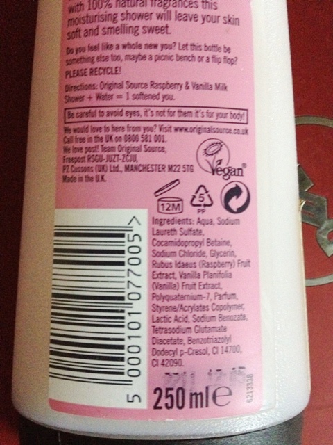 Original Source Vanilla Milk and Raspberry Shower Cream  (5)