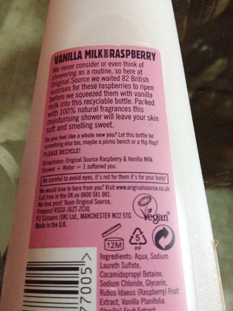 Original Source Vanilla Milk and Raspberry Shower Cream  (8)