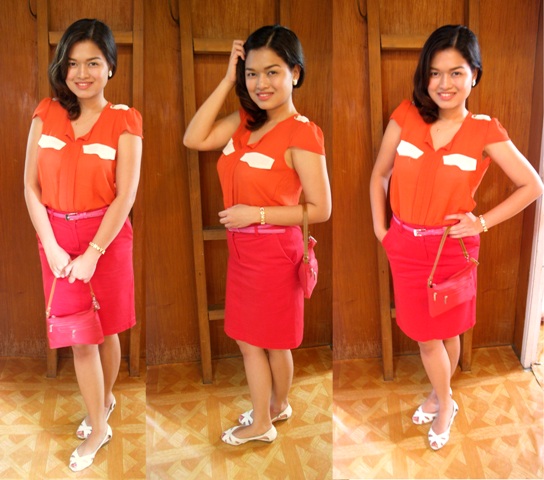 OOTD: Tangerine, Red and Pink
