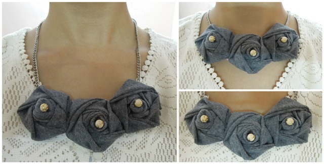 Fabric Rosette Statement Necklace D-I-Y