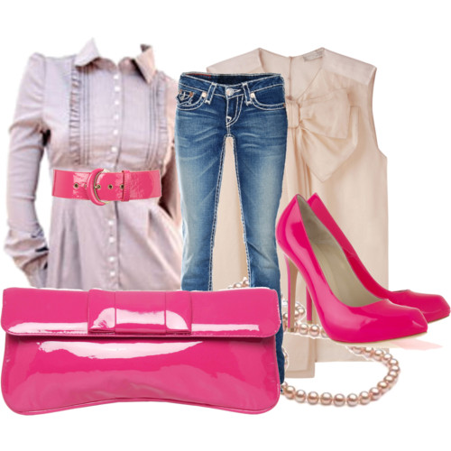 pink bag with jeans