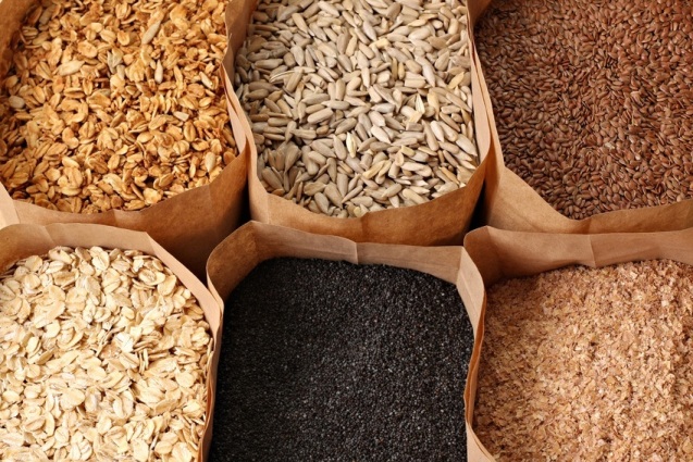 Whole grains, oats, flax, poppy, wheatgerm, granola, sunflower seeds.