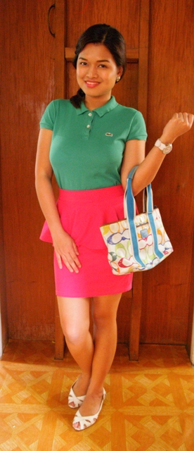 OOTD: Lacoste Shirt and Peplum Skirt