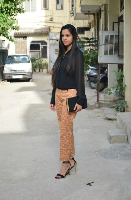 OOTD Black Blouse with Tribal Pants