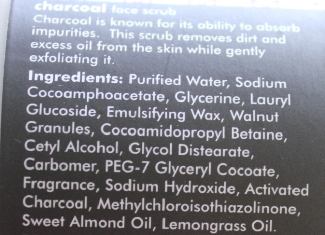 Fab India Charcoal Scrub ingredients