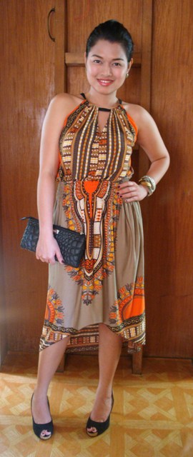 Outfit high low tribal print dress