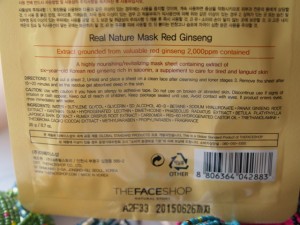 The Face Shop Red Ginseng Real Nature Mask 3