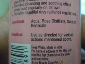 Joy Pure Rose Water ingredients