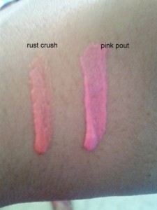 Lakme Absolute Gloss Stylist - Pink Pout & Rust Crush swatches