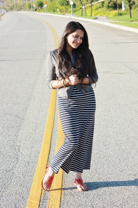 Outfit+of+the+Day+Striped+Maxi+Dress