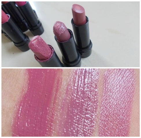 elle 18 color pops lipstick pomegranate, mystery mauve, berry brook