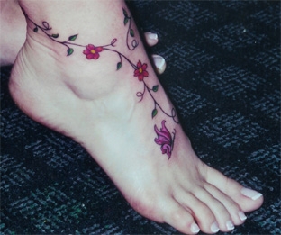 Floral tattoo on foot