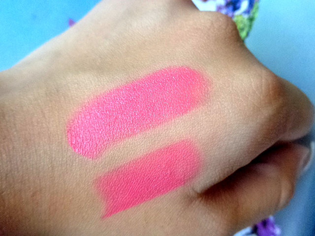 Hot pink lipstick