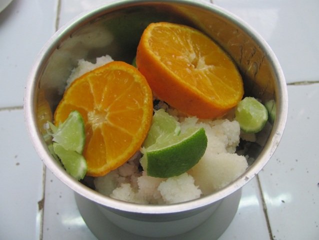 Lemon and orange sea body scrub