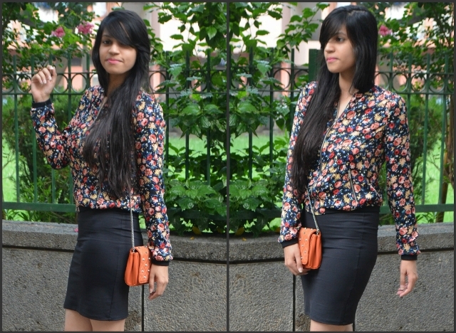 OOTD: Mini Jersey Skirt with Floral Print Jacket