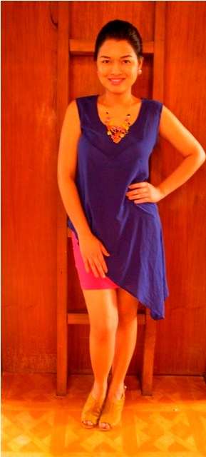 OOTD: Blue Asymmetrical Top and Pink Mini Skirt