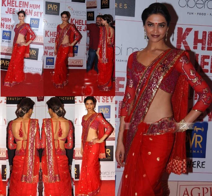 Deepika Padukone in red saree