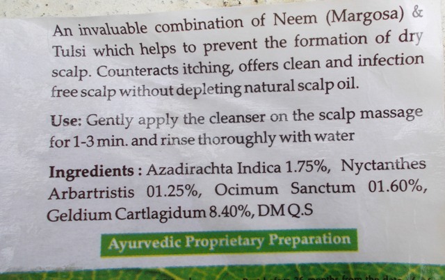 Nature’s Essence Neem Care Anti-Dandruff Shampoo ingredients