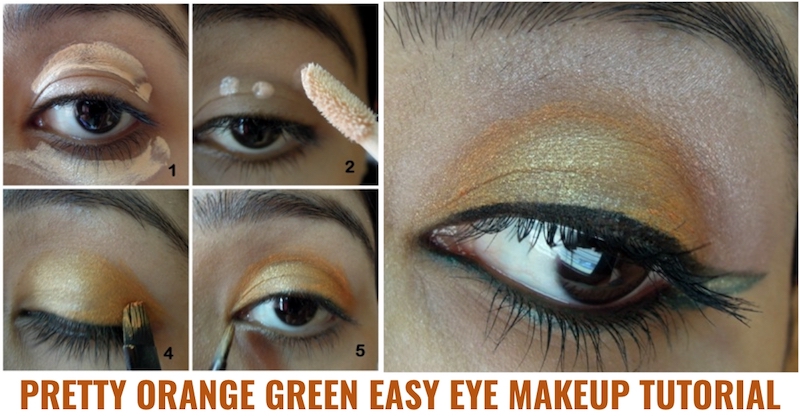 Orange Green Makeup look