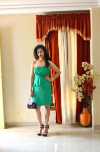 Outfit of the day green off shoulder dress