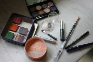 Pink and orange eye makeup products
