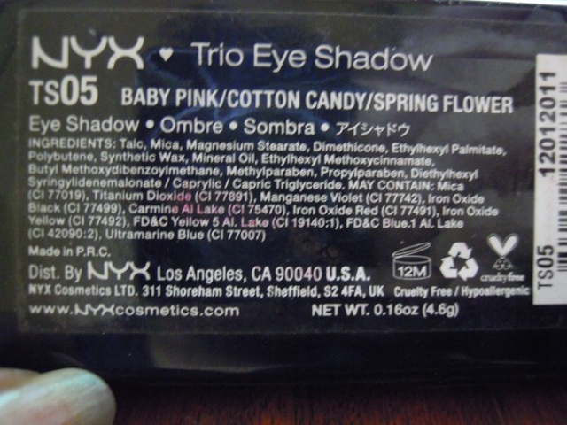 NYX Trio Eye Shadow in Baby Pink/Cotton Candy/Spring Flower 3