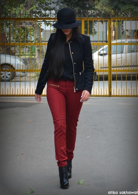 leather jacker with red pants 5