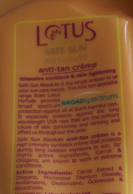 Lotus Safe Sun Anti Tan Creme 2