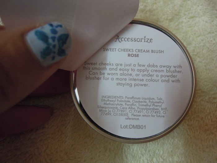 Accessorize Sweet Cheeks Cream Blush Rose ingredients