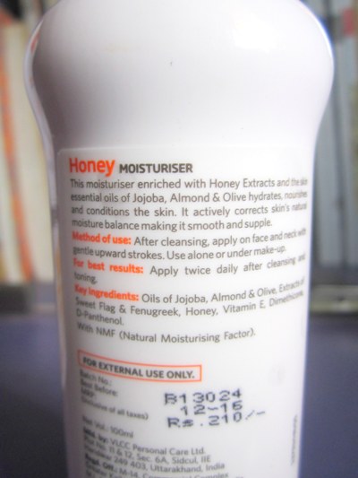 VLCC honey moisturizer