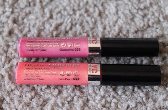 NYC Liquid Lipshine Lipgloss in Chelsea Pink and Soho Peach