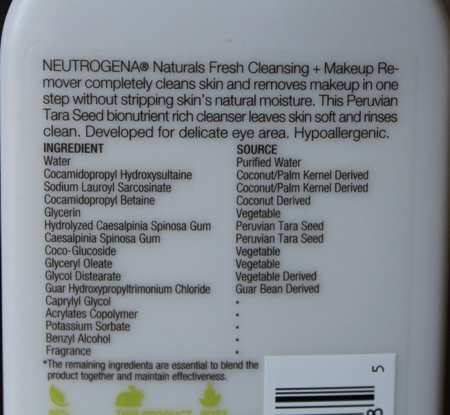 Neutrogena Naturals Fresh Cleansing Makeup Remover