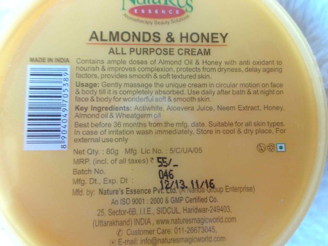 Nature’s Essence Almonds and Honey All Purpose Cream