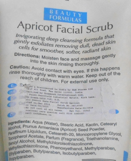 Beauty Formulas Apricot Facial Scrub