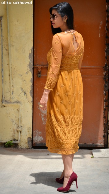Yellow vintage lace dress