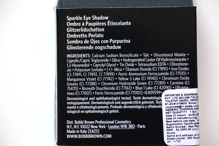 Bobbi Brown Sparkle Eyeshadow  silvermoon ingredients