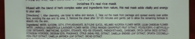Innisfree It's Real Rice Sheet Mask