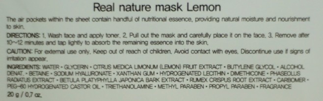 The Face Shop Real Nature Lemon Sheet Mask