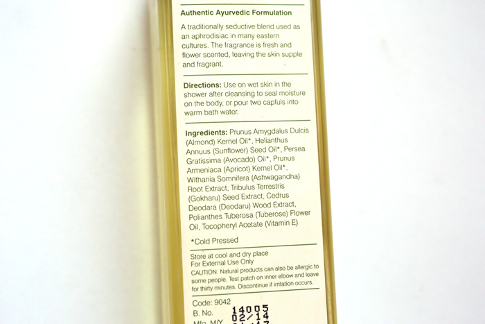 forest essentials bengal tuberose bath shower oil ingredients