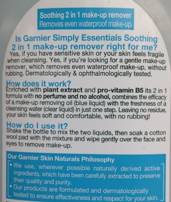 Garnier Simply Essentials Soothing 2 in 1 Makeup Remover