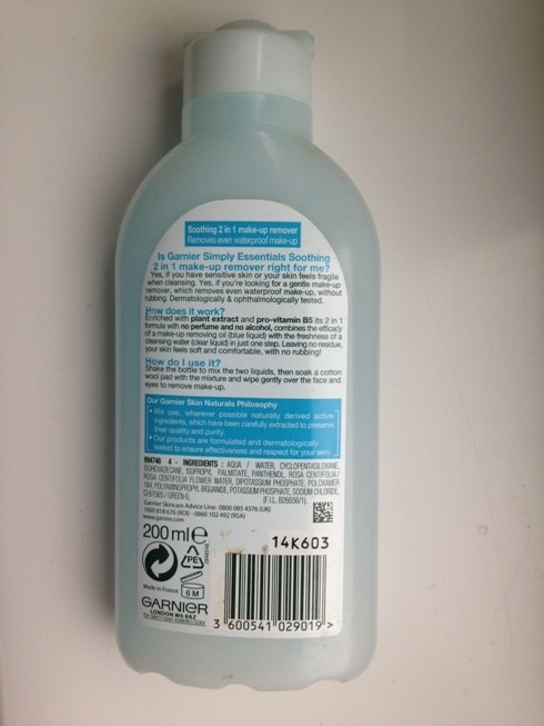Garnier Simply Essentials Soothing 2 in 1 Makeup Remover
