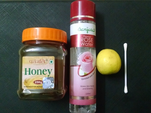 Rose water lemon and honey pack for pimples