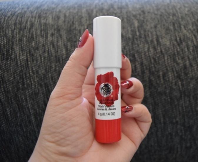 The Body Shop Lip and Cheek Velvet Stick in Poppy Red