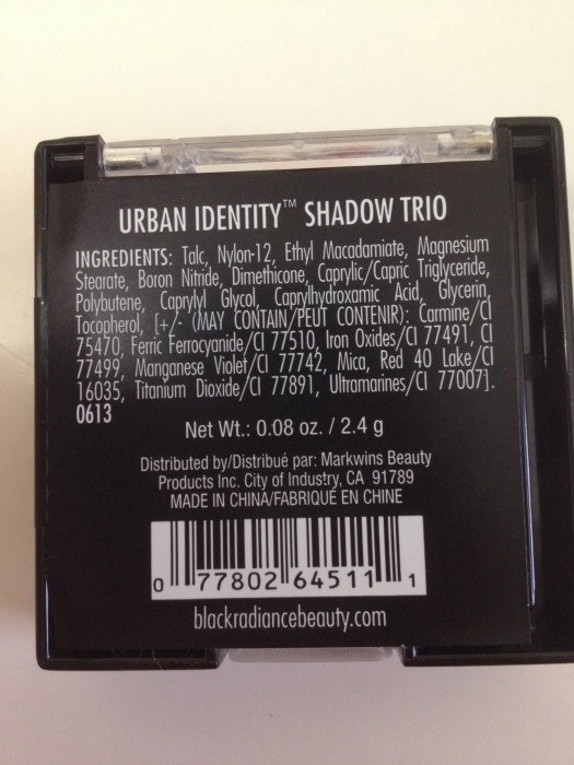 Black Radiance Urban Identity Ambition Shadow Trio Ingredients