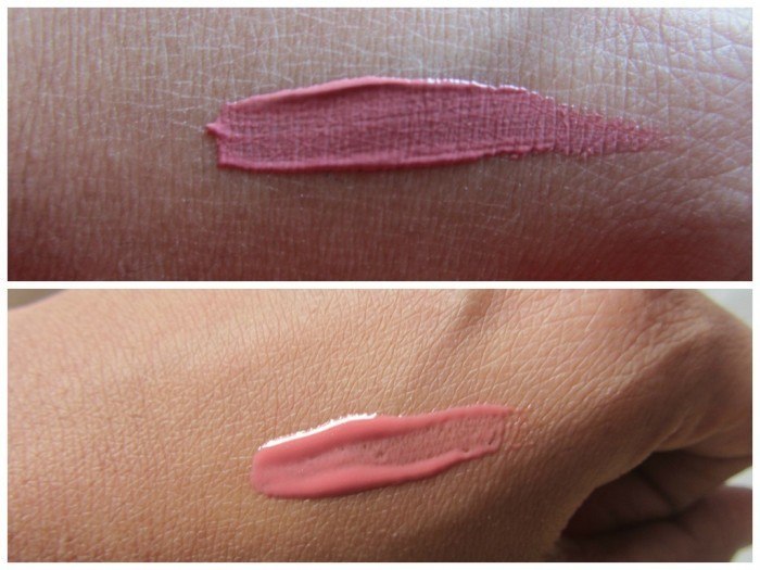 Borica Peach Beige Lasting Rouge Vs. Canmake Rose Macaron Nudy Glow Rouge Lip Glosses Swatch